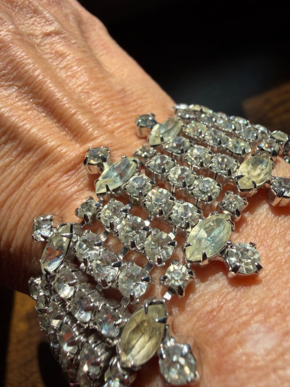 Vintage Wide Rhinestone Statement Bracelet (CCC11)